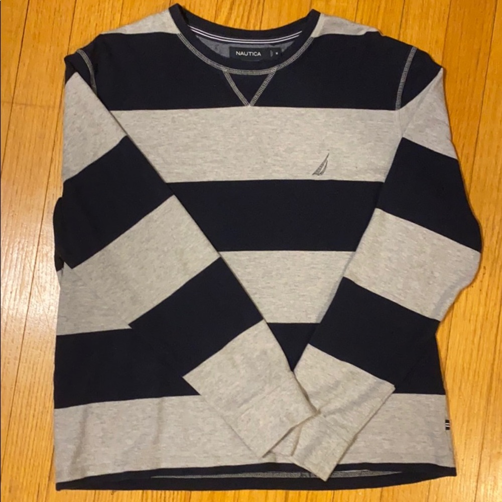 Nautica Blue and Gray Long Sleeve Shirt